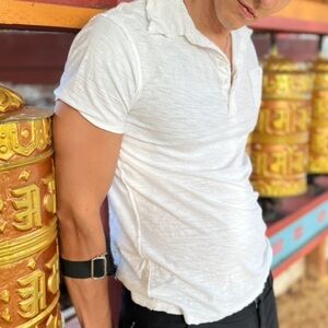DIESEL ITALY POLO SEMI SEE THROUGH Men Short Sleeve Shirt COTTON VACATION TENNIS